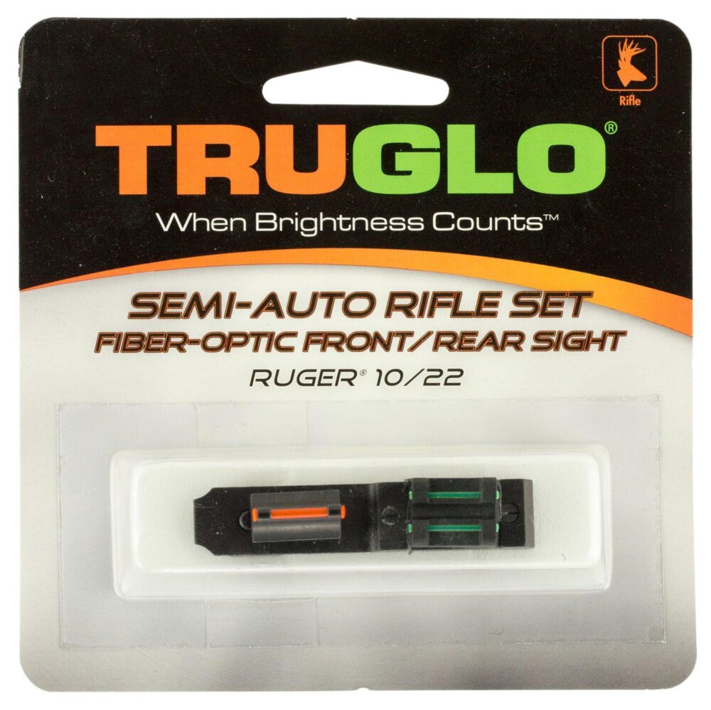TruGlo TG111W Ruger 10/22 Fiber Optic Sight Set  Black Red Front,