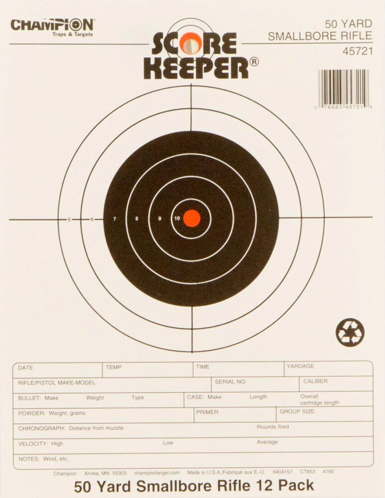 Champion Targets 45721 Score Keeper  Bullseye Paper 50 yds Small