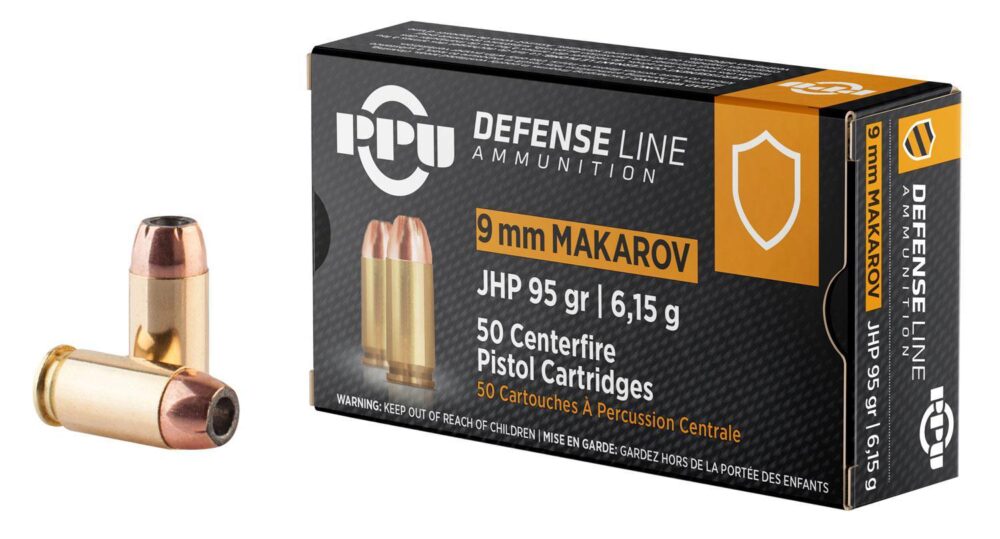 PPU PPD9M Defense  9x18 Makarov 95 gr Jacket Hollow Point 50 Per