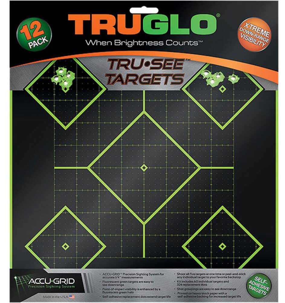TruGlo TG14A12 Tru-See 5- Diamond Target Black/Green Self-Adhesiv