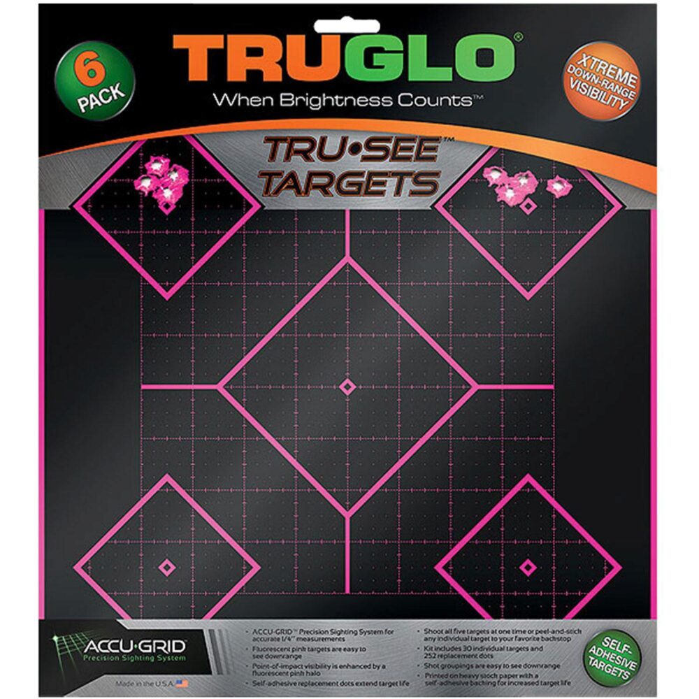TruGlo TG14P6 Tru-See 5- Diamond Target Black/Pink Self-Adhesive