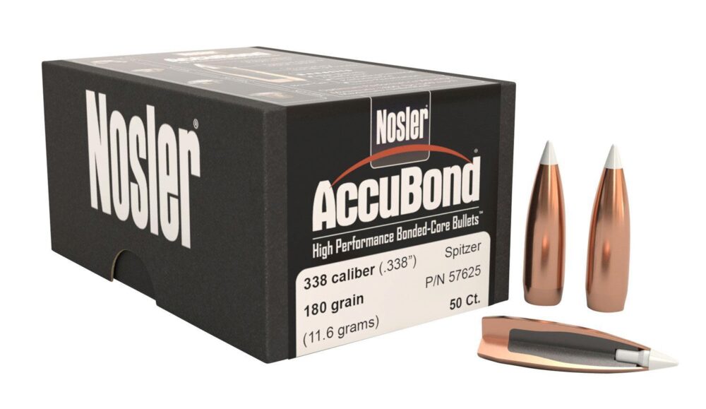 Nosler 57625 AccuBond  338 Cal .338 180 gr Spitzer Point Boat Tai