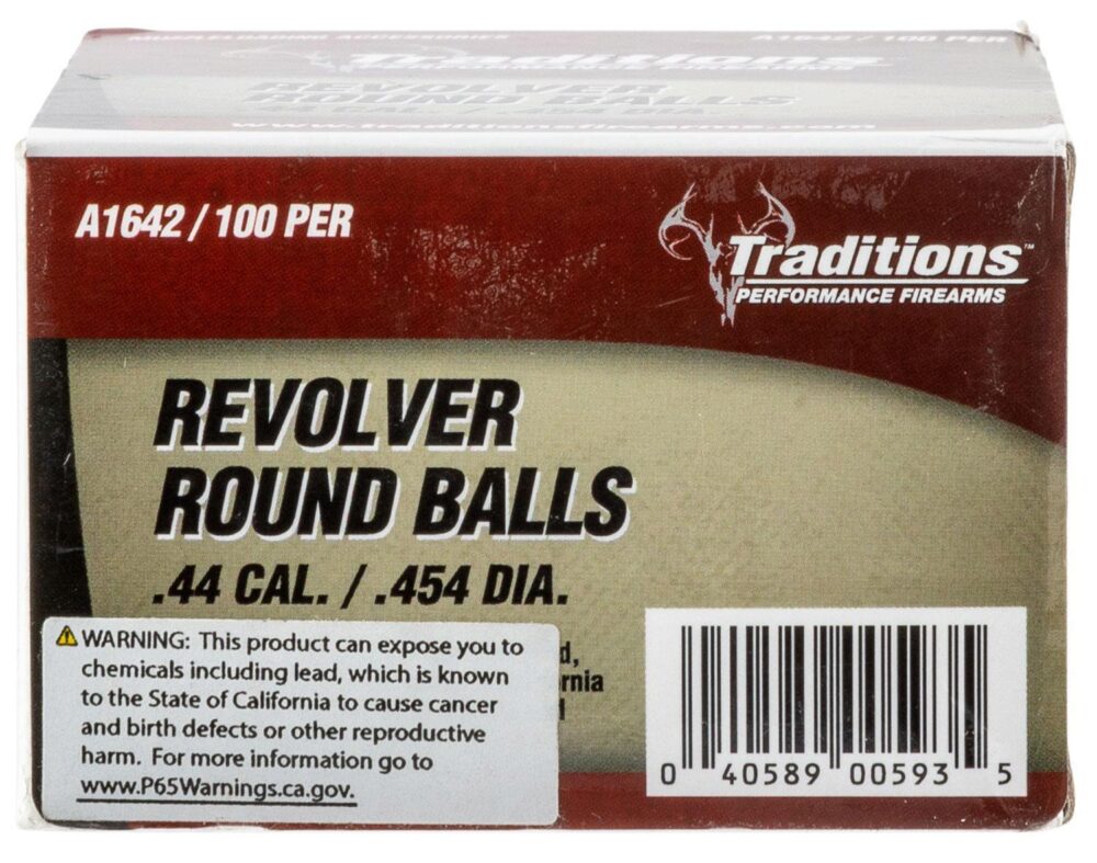 Traditions A1642 Revolver  44 Cal Lead Ball .454 Dia 140 gr/ 100