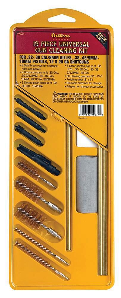 Outers 70077 Brass Rod 19-Piece Universal Kit Universal Rifle/Pis