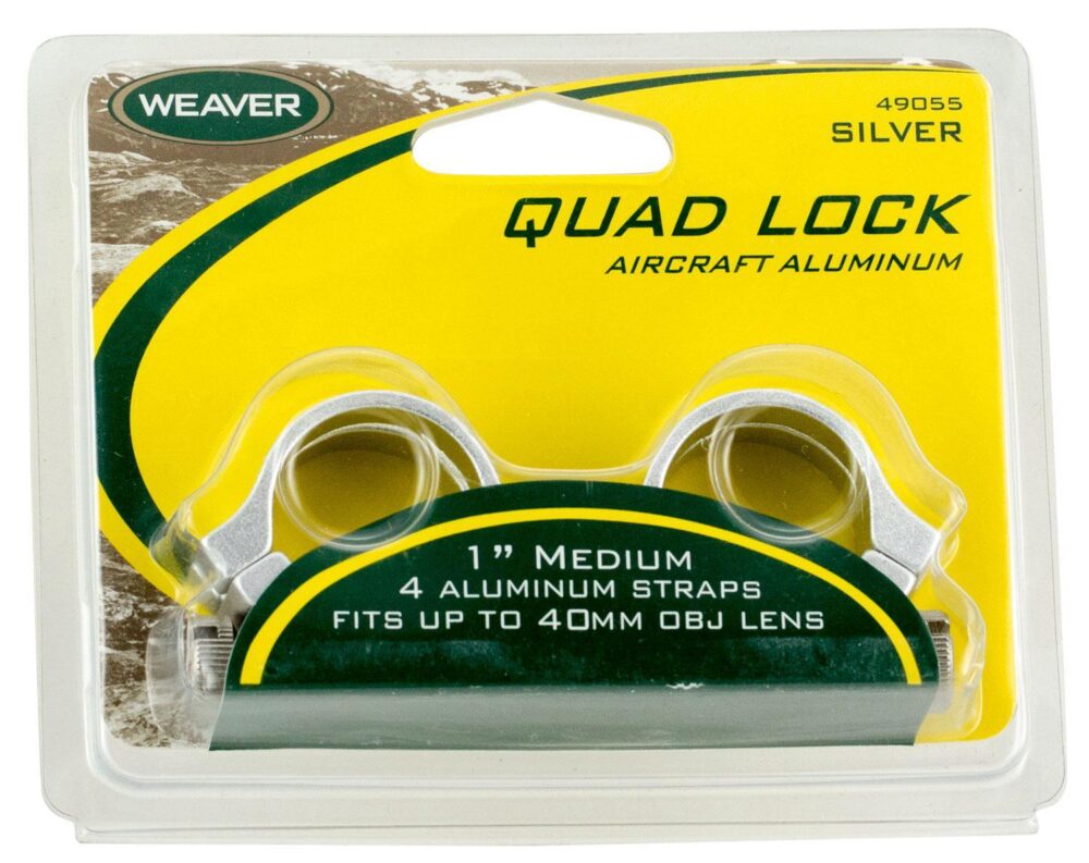 Weaver Mounts 49055 Quad Lock Detachable Rings  Silver 1 Medium