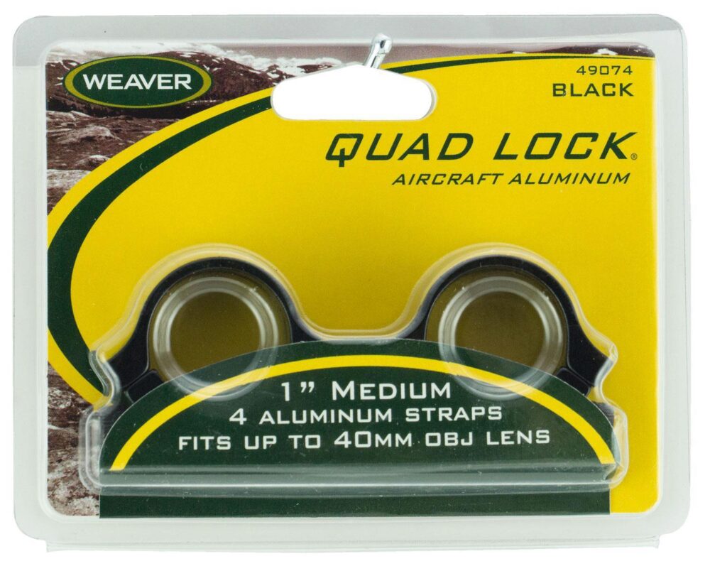 Weaver Mounts 49074 Quad Lock Detachable Rings  Black 1 Medium