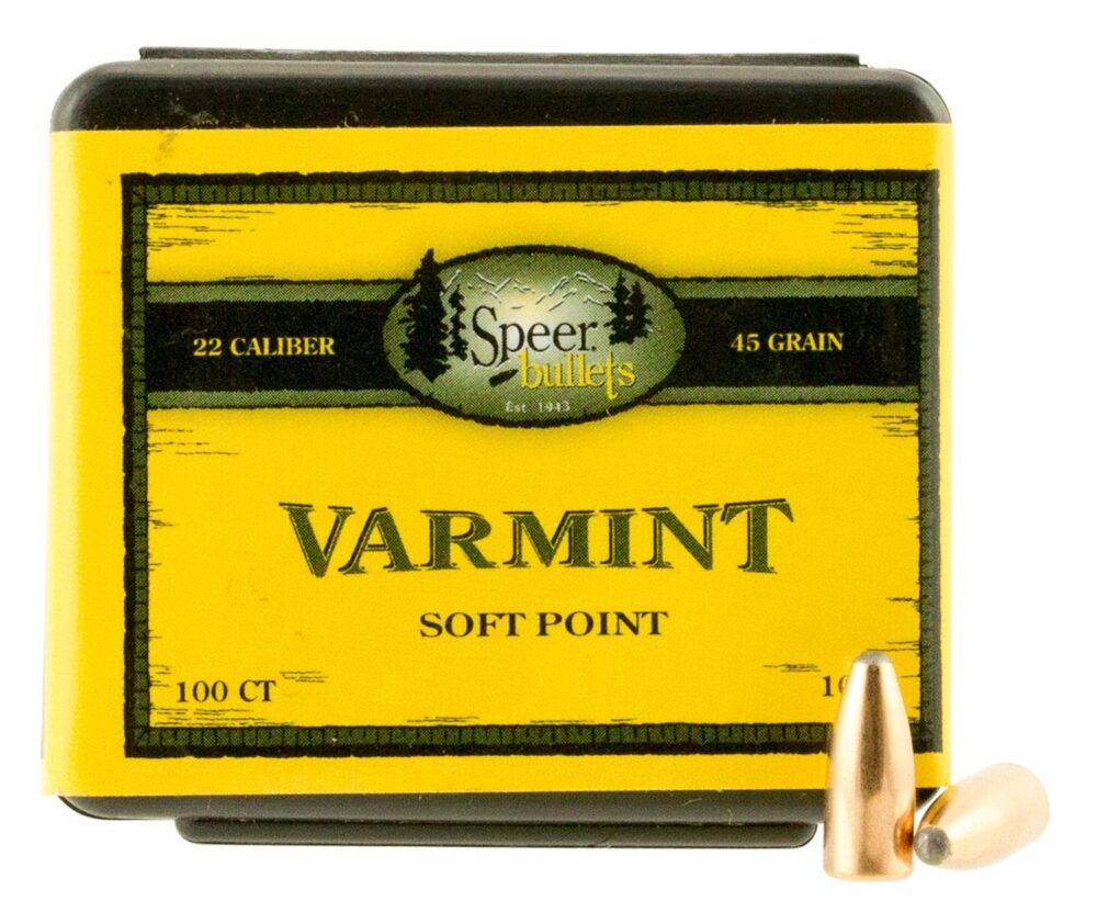 Speer 1023 Varmint  22 Cal .224 45 gr Jacketed Soft Point 100 Per