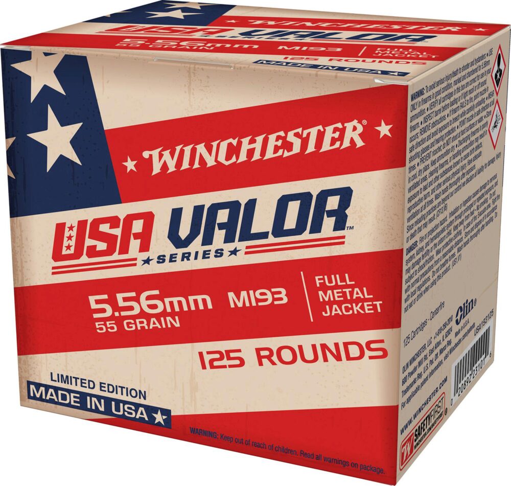 Winchester Ammo USA193125 USA Valor M193 5.56x45mm NATO 55 gr Ful