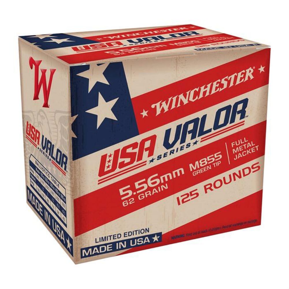 Winchester Ammo USA855125 USA Valor M855 Green Tip 5.56x45mm NATO