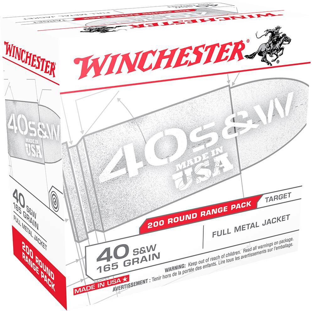 Winchester Ammo USA40W USA Range Pack 40 S&W 165 gr Full Metal Ja