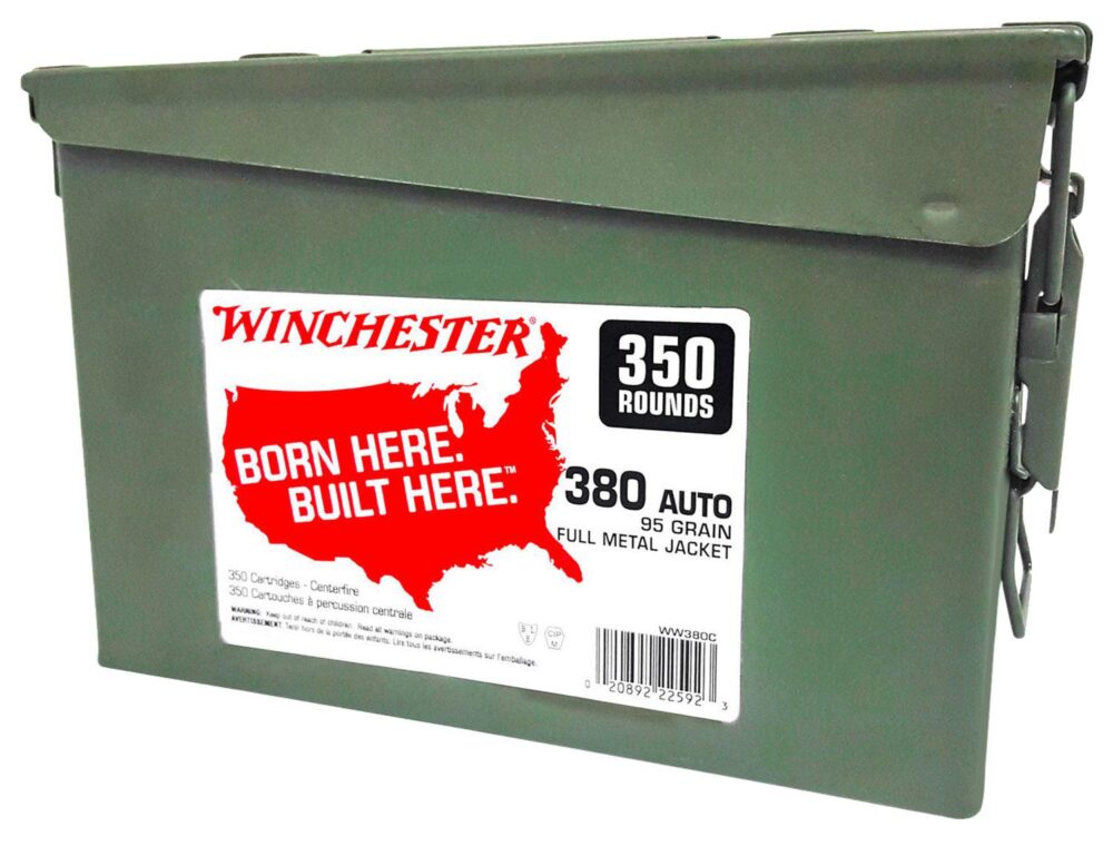 Winchester Ammo WW380C USA Ammo Can 380 ACP 95 gr Full Metal Jack