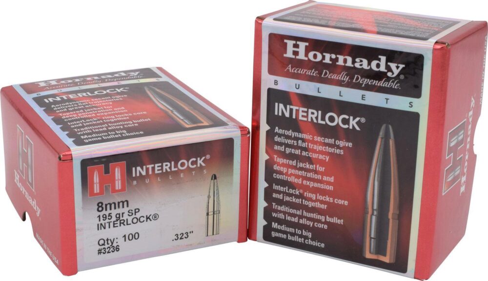 Hornady 3236 InterLock  8mm .323 195 gr Spire Point 100 Per Box/