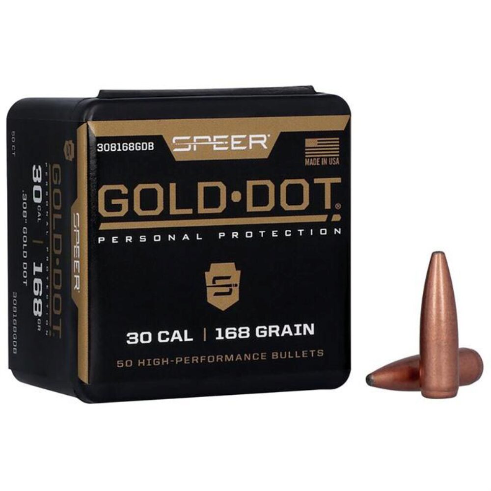Speer 308168GD Gold Dot  30 Cal .308 168 gr Soft Point 50 Per Box