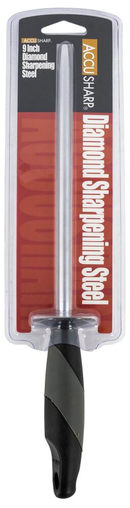 AccuSharp 034C Sharpening Steel  9 Diamond Steel Black Overmolded