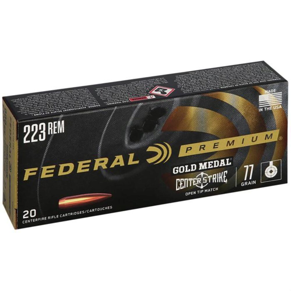 Federal GM223OTM3 Premium Gold Medal 223 Rem 77 gr Open Tip Match
