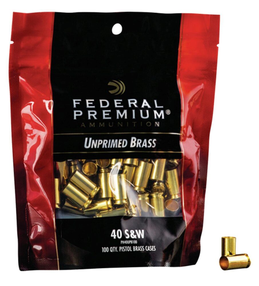 Federal PH40UPB100 Gold Medal Premium 40 S&W Handgun Brass 100 Pe