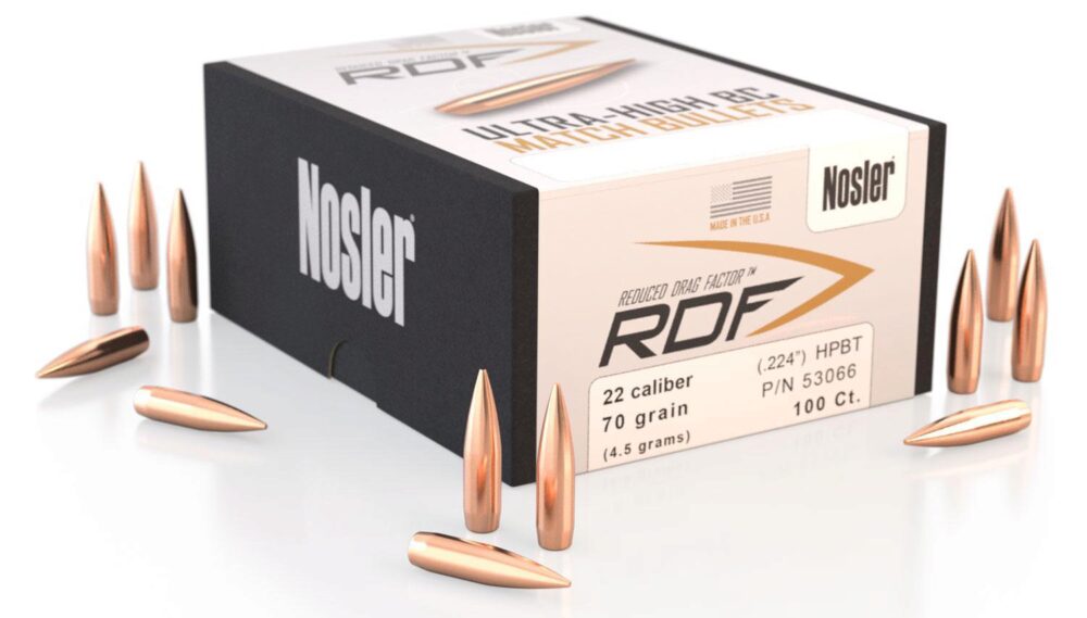 Nosler 53066 RDF Match 22 Cal .224 70 gr Hollow Point Boat Tail/