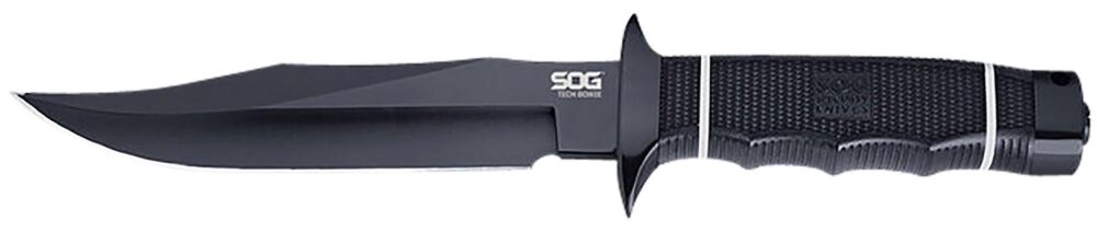 S.O.G SOGS10BK Tech Bowie  6.40 Fixed Plain Clip Point Black Hard