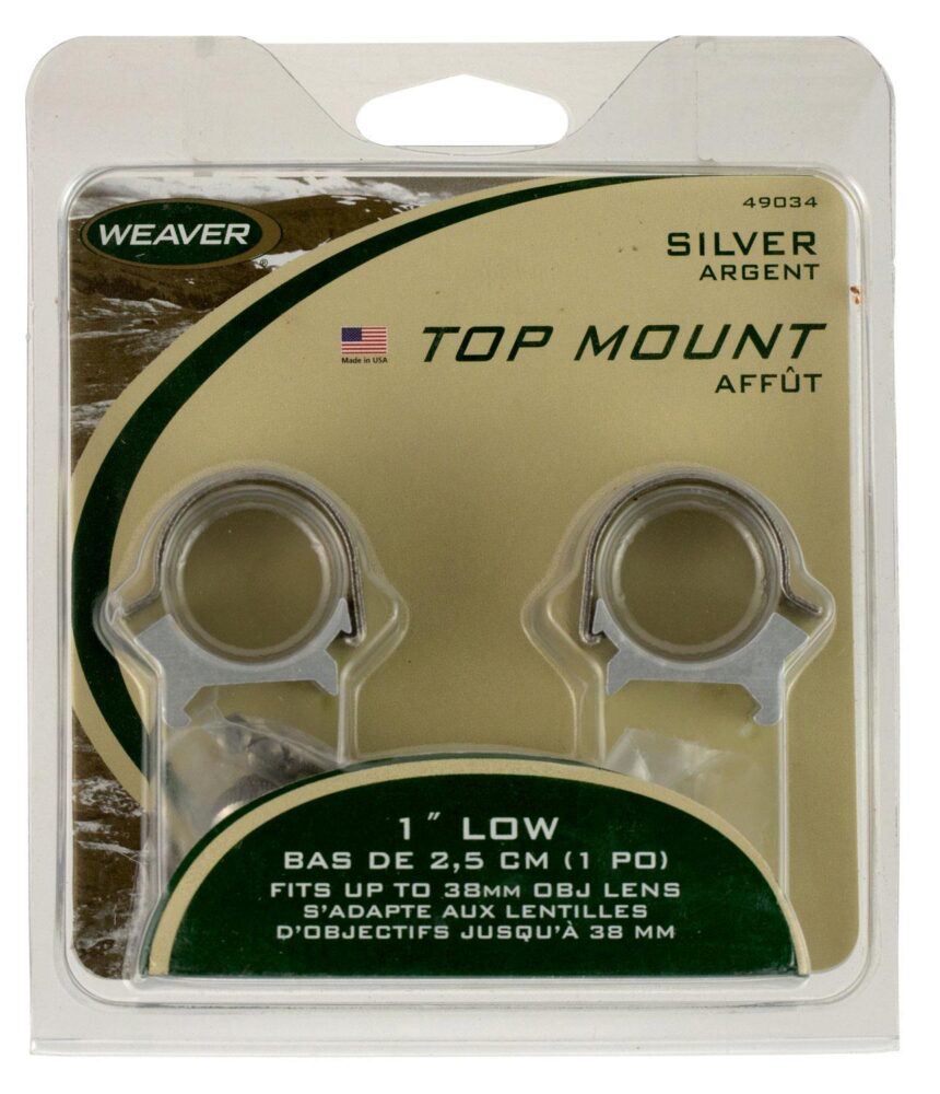 Weaver Mounts 49033 Detachable Top Mount Rings  Silver 1 High