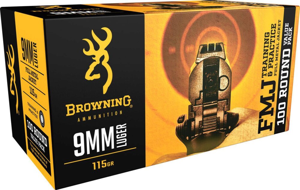Browning Ammo B191800094 FMJ Value Pack 9mm Luger 115 gr Full Met