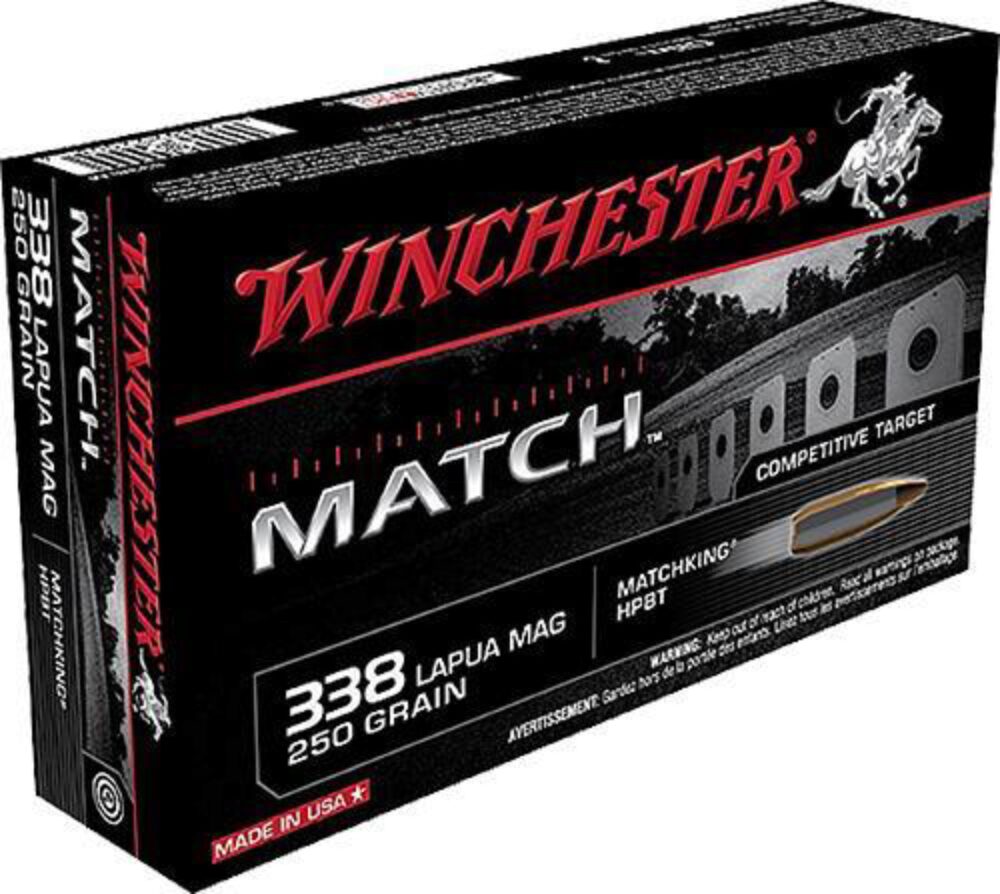Winchester Ammo S338LM Match  338 Lapua Mag 250 gr Sierra MatchKi