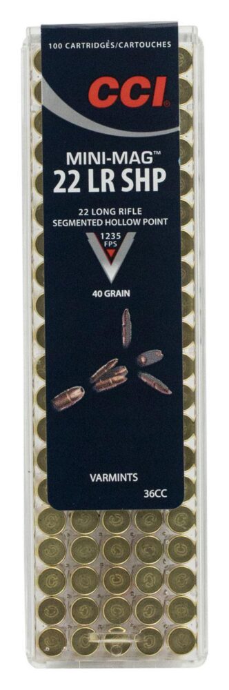 CCI 36CC Mini-Mag High Velocity 22 LR 40 gr Segmented Hollow Poin