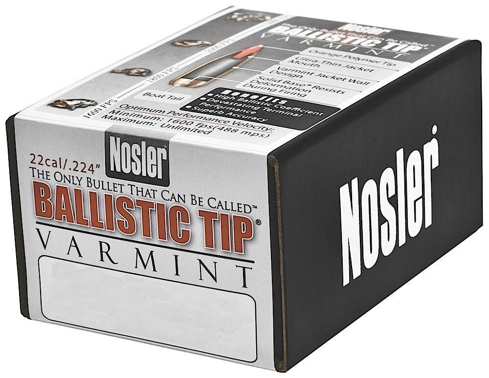 Nosler 34992 Ballistic Tip  22 Cal .224 60 gr Spitzer/ 100 Per Bo