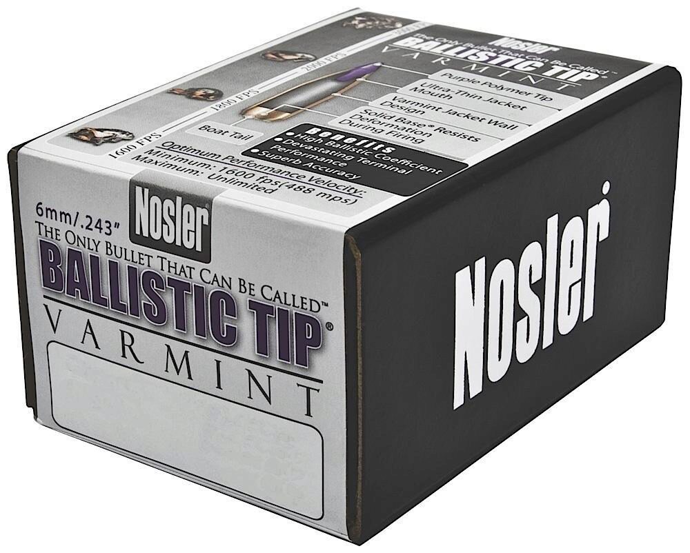 Nosler 39532 Ballistic Tip  6mm .243 70 gr Spitzer Point/ 100 Per