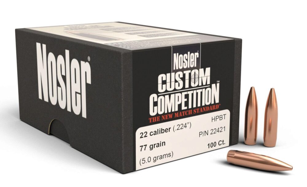 Nosler 22421 Custom Competition 22 Cal .224 77 gr Hollow Point Bo