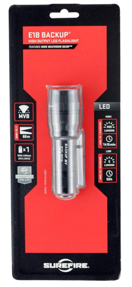 SureFire E1BMV E1B BackUp Max Vision  Black Anodized 5/400 Lumens