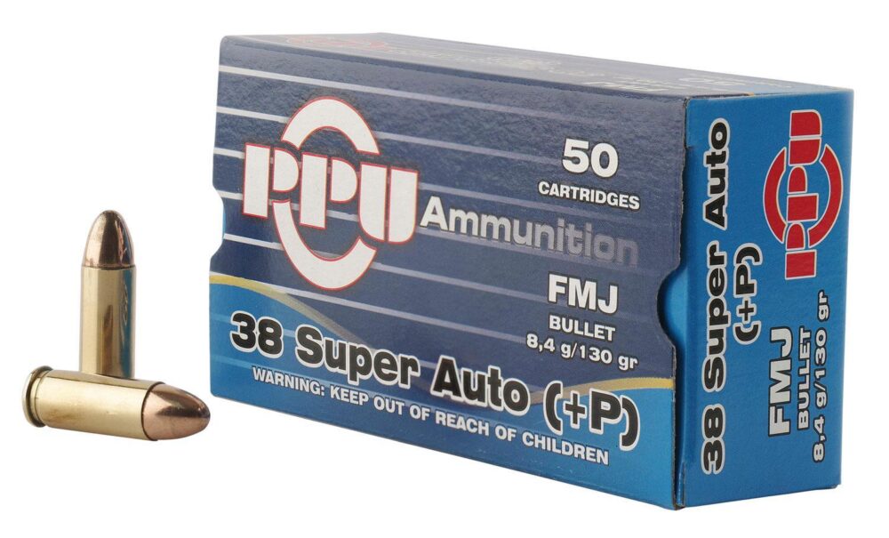 PPU PPH38SU Handgun  38 Super +P 130 gr Full Metal Jacket 50 Per