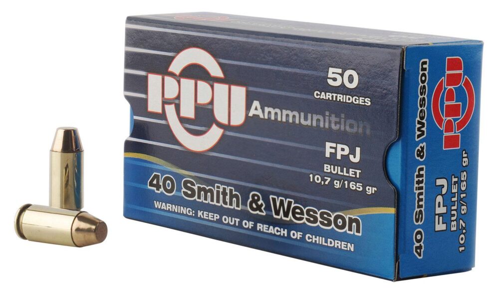 PPU PPH40F Handgun  40 S&W 165 gr Flat Point Jacketed 50 Per Box/