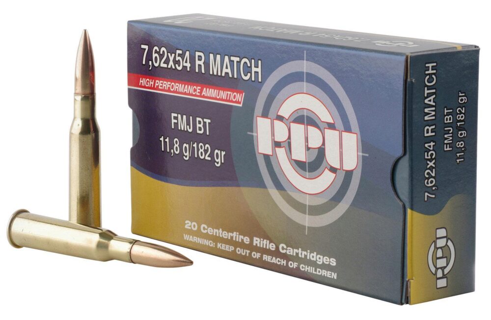 PPU PPM7 Match  7.62x54mmR 182 gr Full Metal Jacket 20 Per Box/ 1