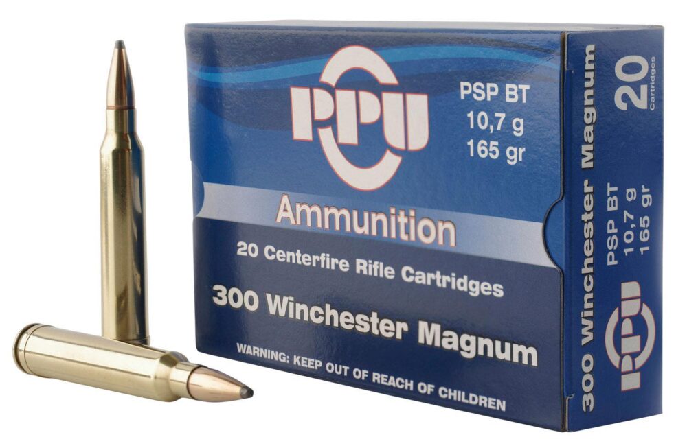 PPU PP3002 Standard Rifle  300 Win Mag 165 gr Soft Point Boat Tai
