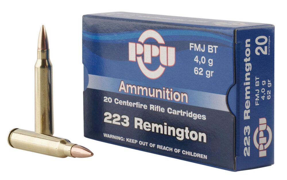 PPU PP223F2 Standard Rifle  223 Rem 62 gr Full Metal Jacket Boat