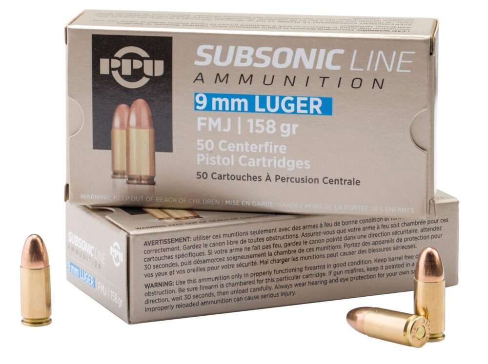 PPU PPS9MM Subsonic  9mm Luger Subsonic 158 gr Full Metal Jacket