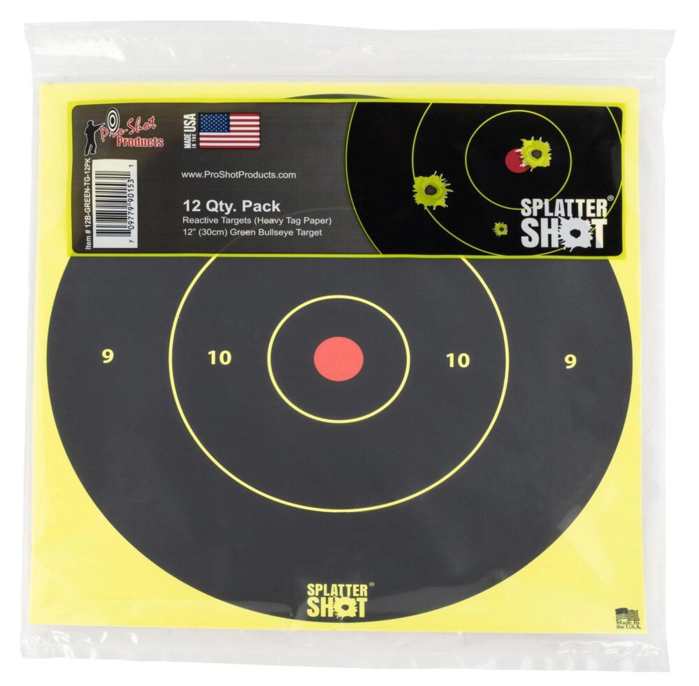 Pro-Shot 12BGREENTG12PK SplatterShot  12 Bullseye Hanging Heavy P
