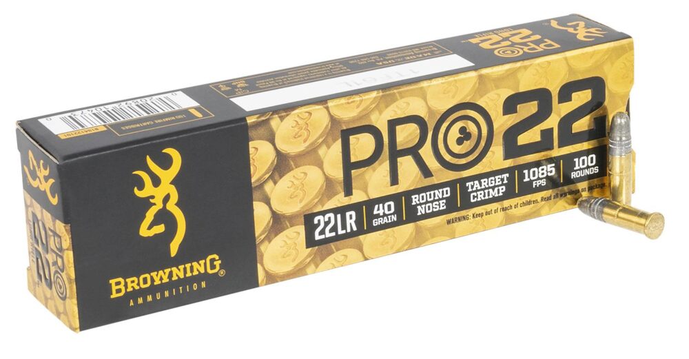Browning Ammo B194122101 Pro22  22 LR 40 gr Lead Round Nose 100 P