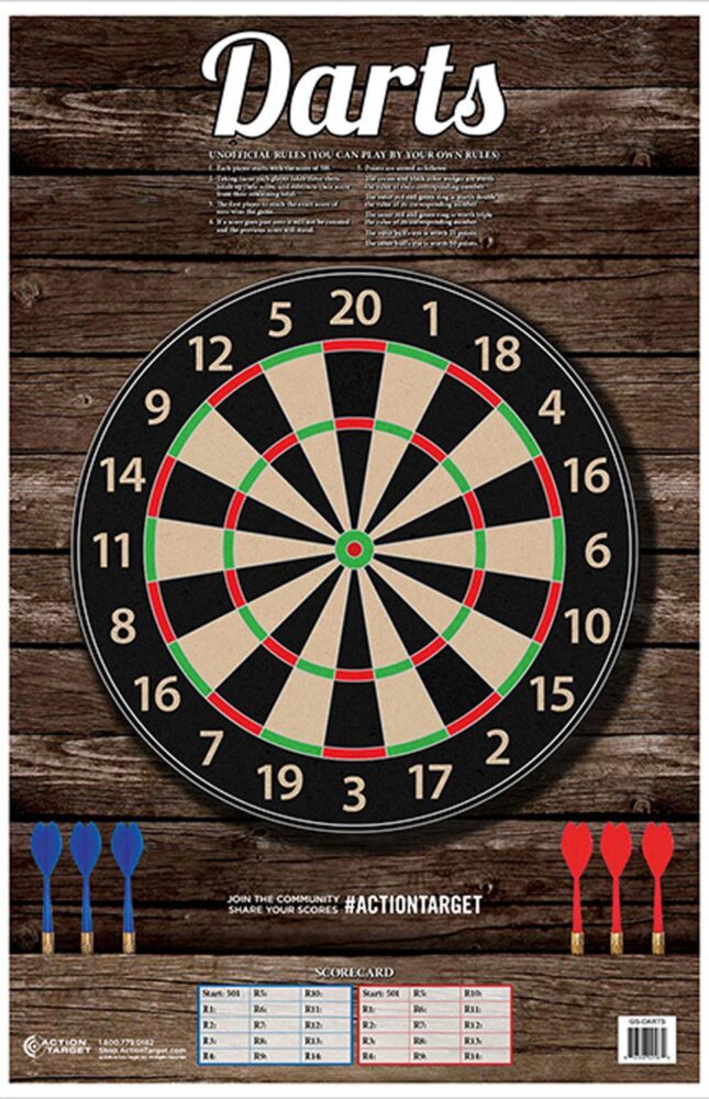 Action Target GSDARTS100 Entertainment  Dart Board Paper Hanging
