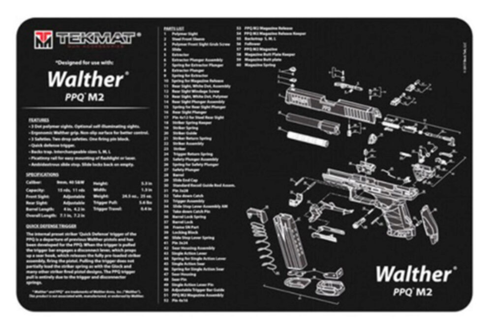TekMat 11x17 Gun Cleaning Mat- Walther PPQ Mod2