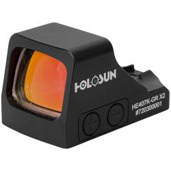 Holosun 407C-GR-X2, Green Dot, 2 MOA, Black, Side Battery