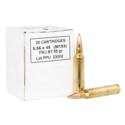 PPU 5.56x54 (M193) 55gr FMJ-BT - 20rds