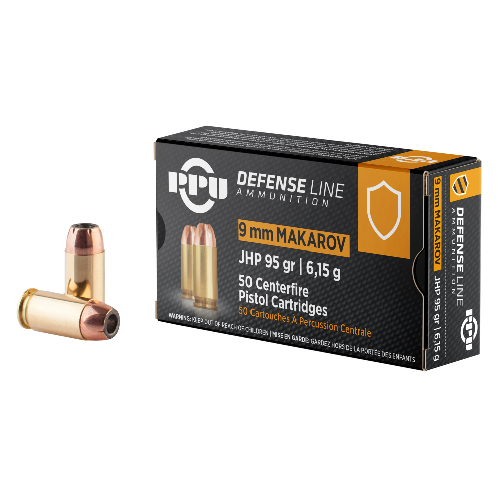 PPU PPD9M Defense 9x18 Makarov 95gr Jacketed Hollow Point 50 Per Box