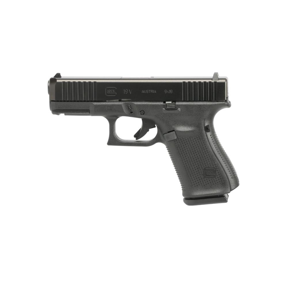GLOCK 19 V, 9mm, 4.02" Barrel, Fixed Sights, Black, (3) 15-rd