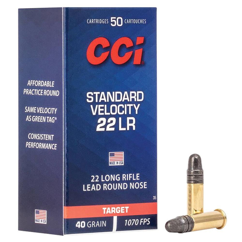 CCI 0035 Standard Velocity 22 LR 40 gr Lead Round Nose 50 Per Box