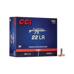CCI, AR-Style, Tactical, 22LR, 40 Grain, Copper Round Nose, 300 Round box
