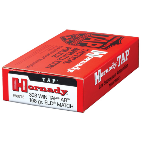 HORNADY TAP AR MATCH AMMUNITION 308 WIN  168GR 20RD *LE AGENCY PURCHASE ONLY* *CONTACT FOR DEPARTMENT PRICING*