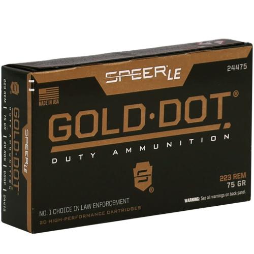 SPEER 223 REM 75 GR GOLD DOT 500RNDS  *LE AGENCY PURCHASE ONLY* *CONTACT FOR DEPARTMENT PRICING*