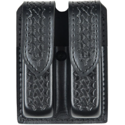 SAFARILAND DOUBLE MAGAZINE POUCH GLOCK 20/21 BASKETWEAVE BLACK HIDDEN SNAP