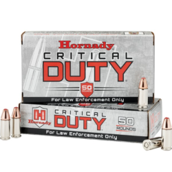 HORNADY CRITICAL DUTY AMMUNITION 9MM+P 124GR 50RD FLEXLOCK DUTY  *LE AGENCY PURCHASE ONLY*  *CONTACT FOR DEPARTMENT PRICING*